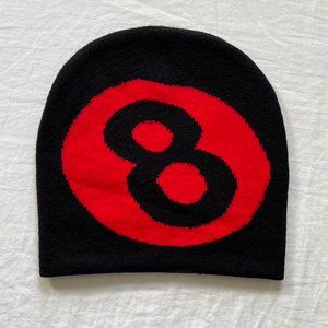 Y2K 2000s grunge black classic 8 ball beanie